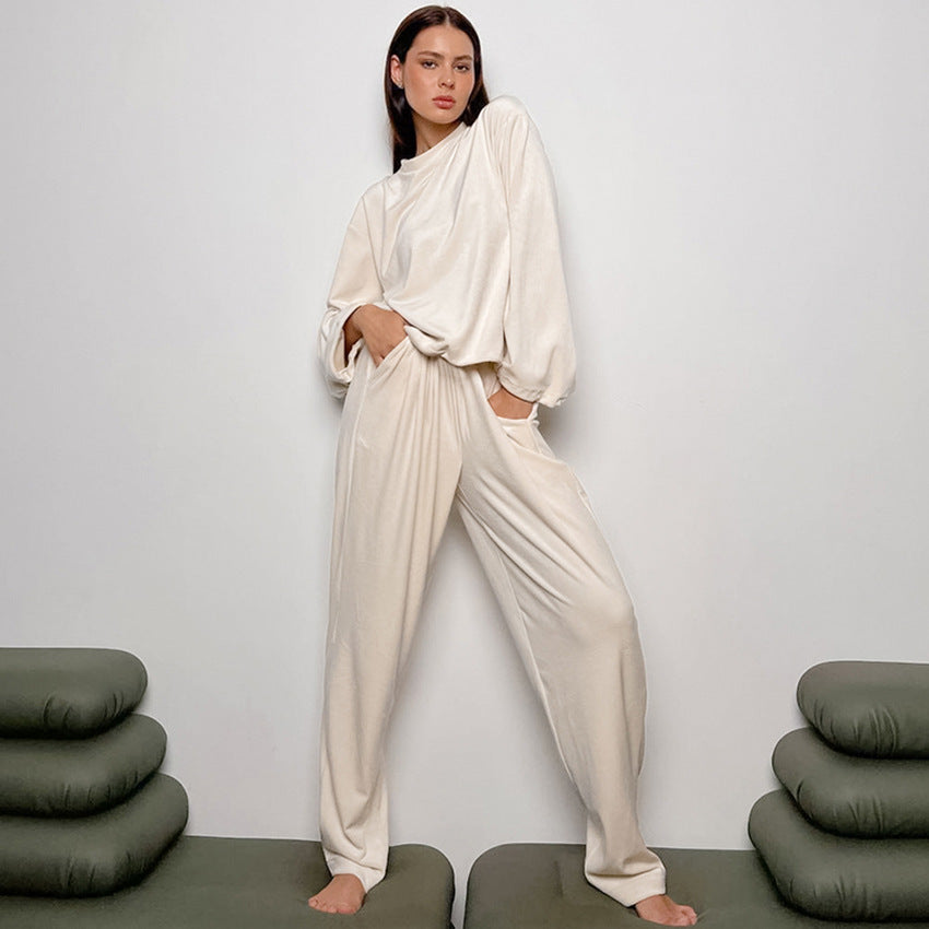 Warm Pajamas Knitting Home Clothes Set