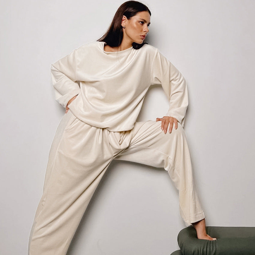 Warm Pajamas Knitting Home Clothes Set