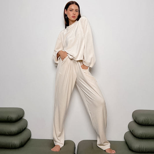 Warm Pajamas Knitting Home Clothes Set