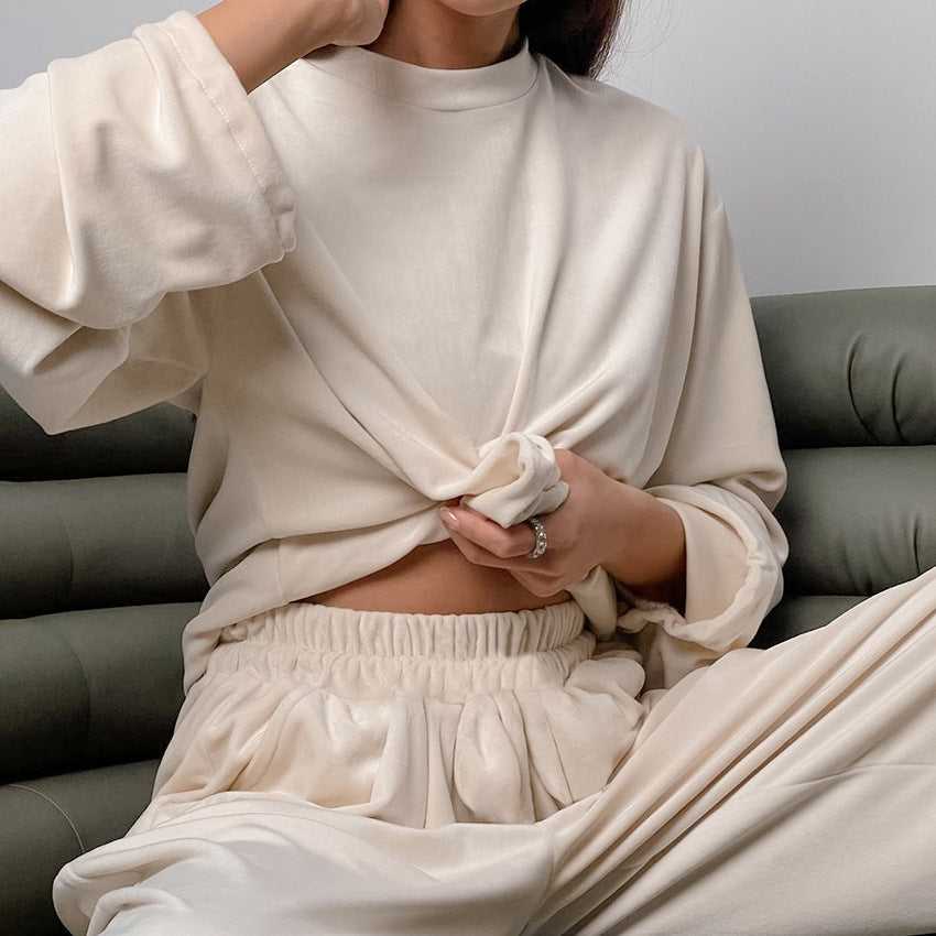 Warm Pajamas Knitting Home Clothes Set